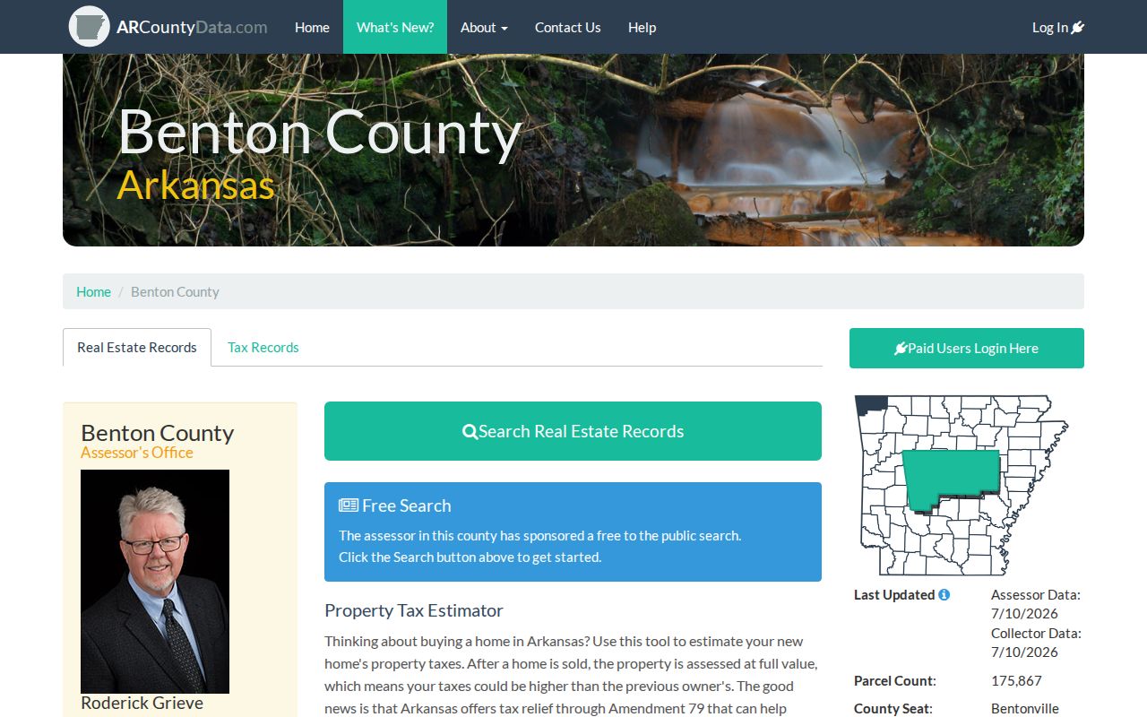 Springdale people search Benton County ARCountyData property portal