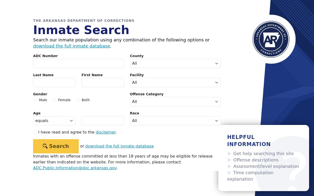 Springdale people directories Arkansas DOC inmate search