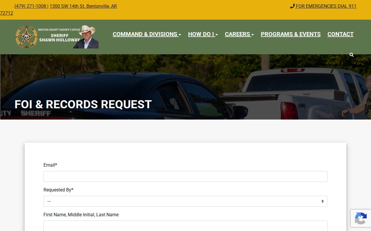Springdale public records Benton Sheriff FOI request form